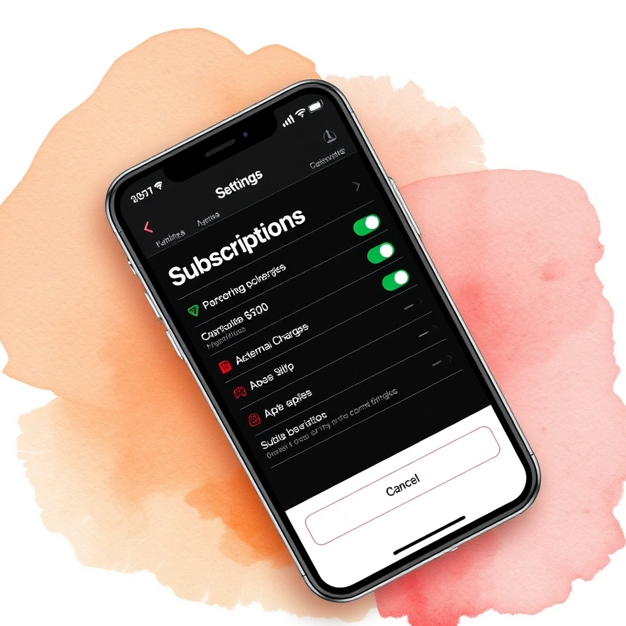 iPhone Settings screen displaying active app subscriptions with cancellation options