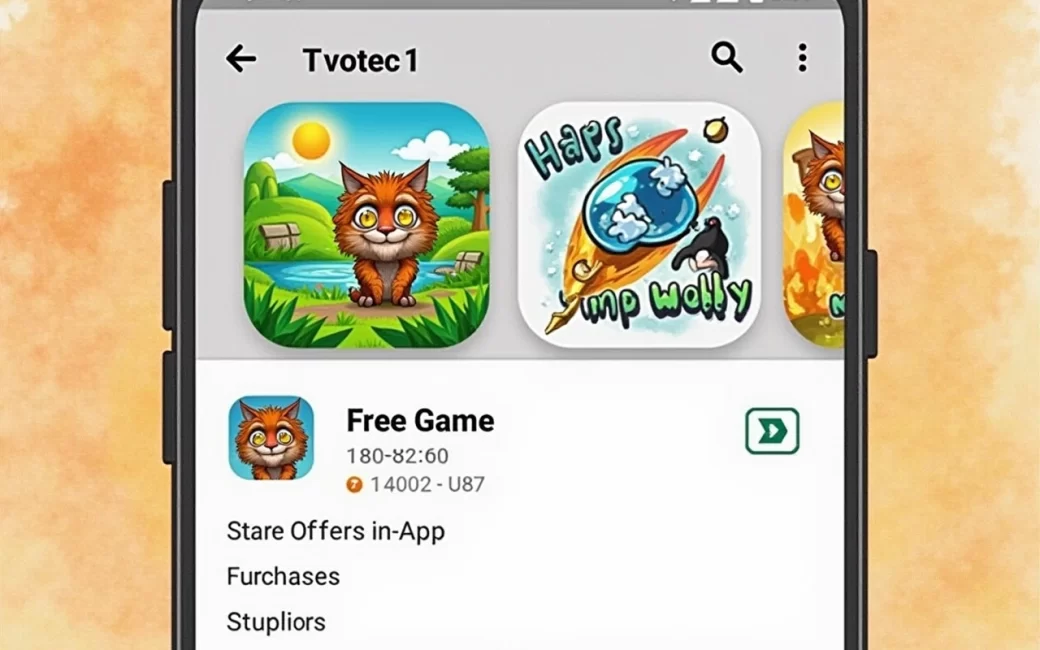 Google Play Store listing for a free game with in-app purchase warning label