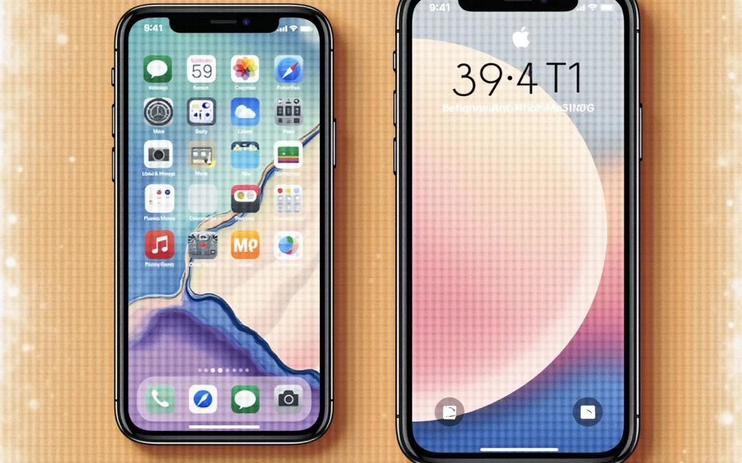 Two iPhones of different generations displayed next to each other showing their screens and design differences.