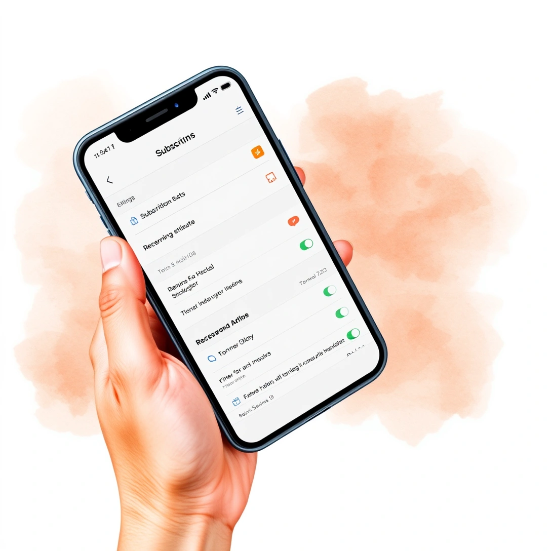 iPhone screen showing subscriptions and recurring charges in Apple Account settings