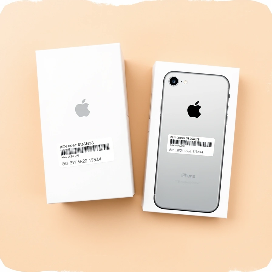 iPhone Air box and device showing visible serial number for authenticity check