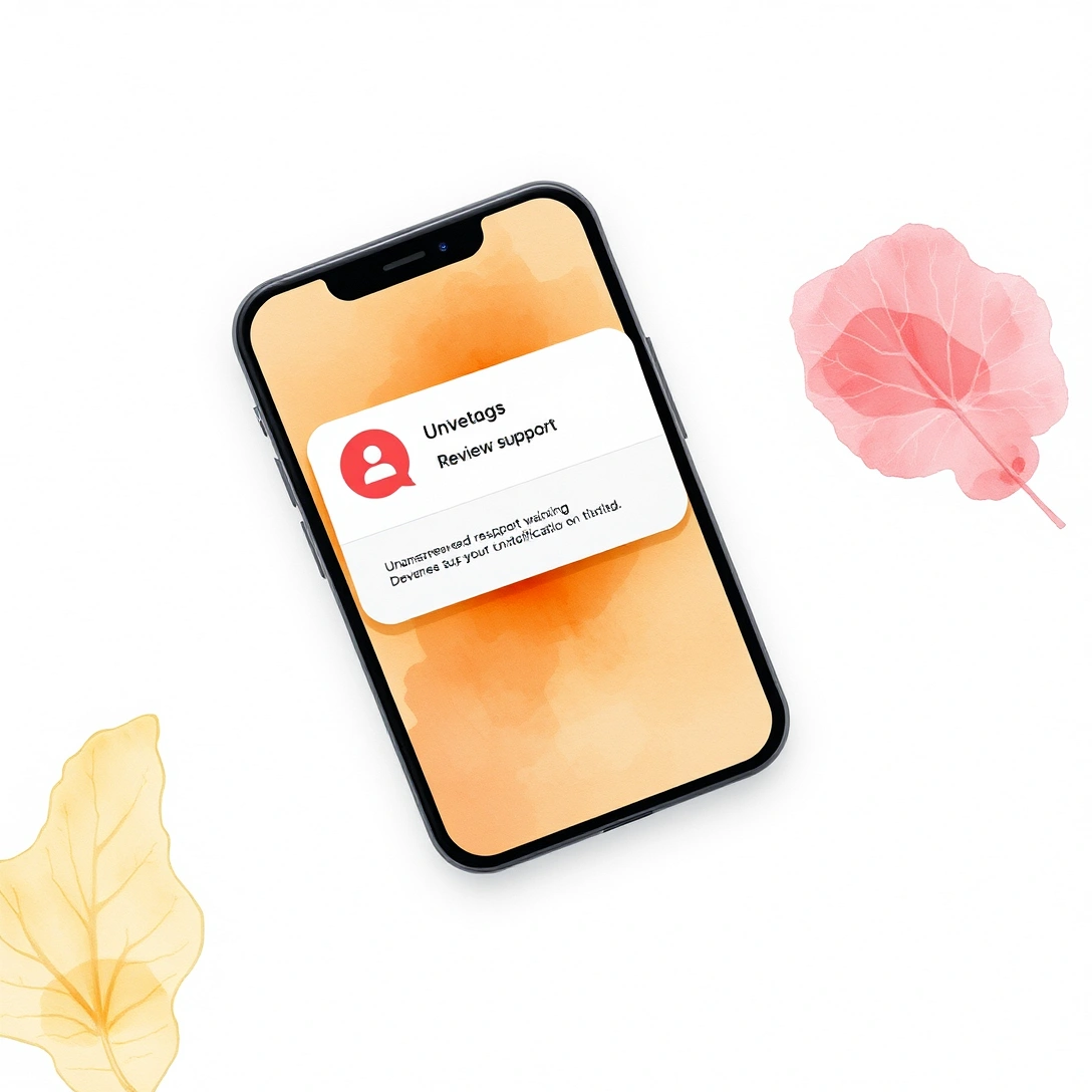 Phone notification showing an unanswered support message