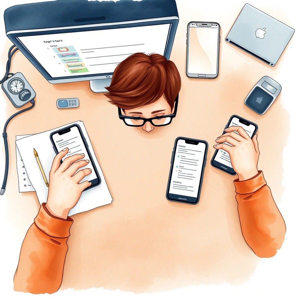 Developer running usability tests across multiple phones before launch